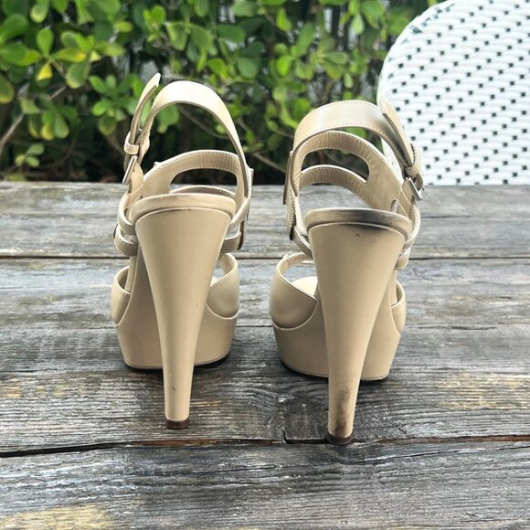 YSL Stiletto Platform Nude Cut Out Sandle Heels 6.5 37 - Picture 8 of 16